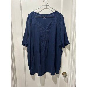 Catherine’s 3X 26/28W navy blue cotton popover shirt